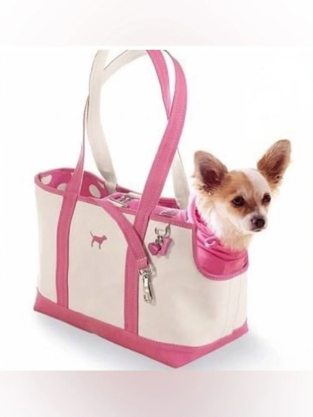 VS Pink Dog Carrier Tote Canvas Bag with Leash LIKE NEW RARE HTF